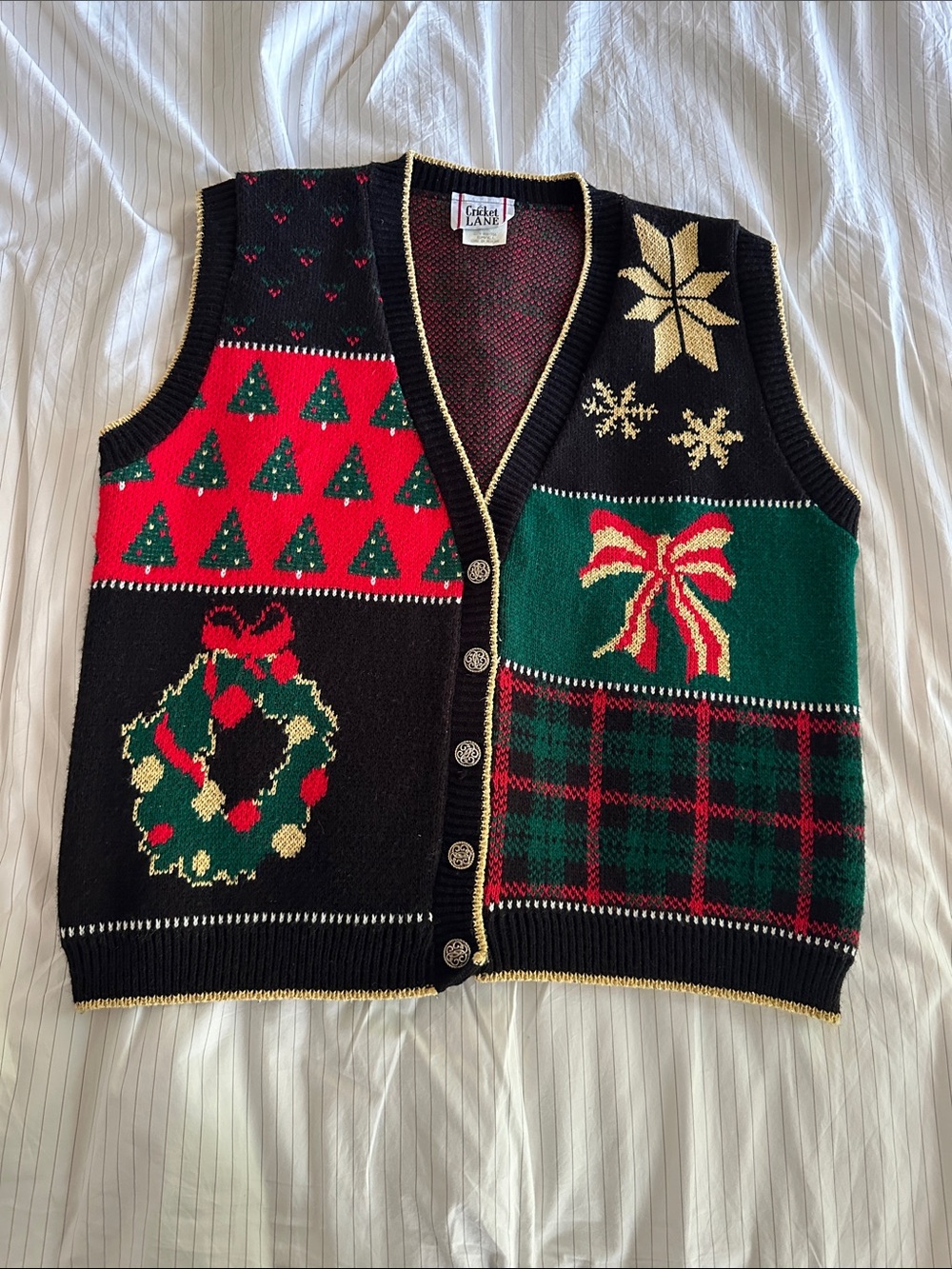 VTG Cricket Lane - Classic Holiday Knit Vest - Small